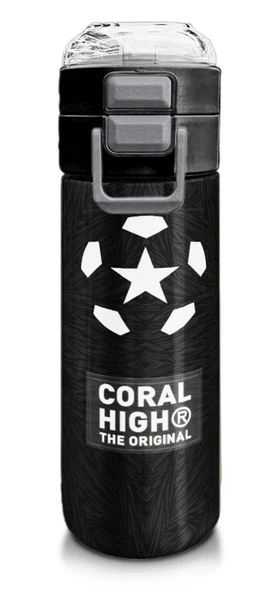 Coral High 500 ml Paslanmaz Çelik Okul Termosu/Suluk/Matara - Erkek Çocuk - Siyah Futbol Desenli  - Sızdırma Yapmaz ürün görseli 1