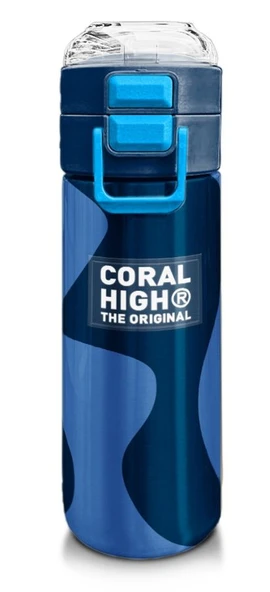 Coral High 500 ml Lacivert Mavi Desenli  - Erkek Çocuk Paslanmaz Çelik Okul Termosu/Suluk/Matara ürün görseli 1
