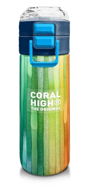 Coral High Erkek Çocuk İçin 500 ml'lik Paslanmaz Çelik Termos/Suluk - Lacivert Renkli Çizgili Desenli ürün görseli 1