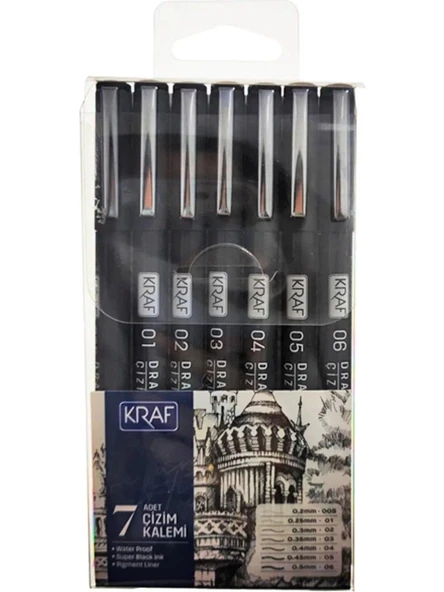 Kraf Drawing Pen Çizim Kalemi Seti (7'li) ürün görseli 1