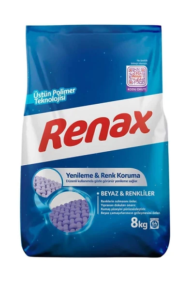 Renax Toz Çamaşır Makinesi Deterjanı 8 Kg Renkli Ve Beyazlar ürün görseli 1