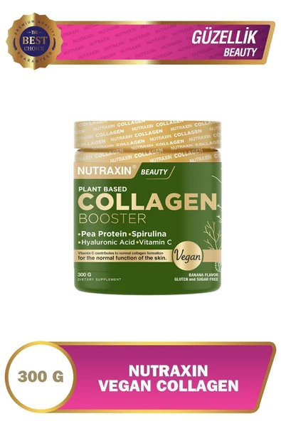 Nutraxin Vegan Kolajen Booster 300 Gr - Pea Protein, Spirulina, Vitamin C, Hyaluronik Asit Glutensiz ürün görseli 1