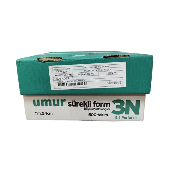 UMUR Sürekli Form 11x24 3 Nüsha (5.5 Perforeli) 500 lü ürün görseli 1