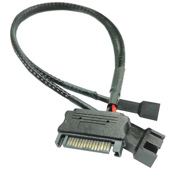 4596 Sata Power To Fan Çevirici 2 Port Y Pin PWM Çoklayıcı Splitter Fan Kablosu ürün görseli 1