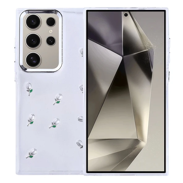 Galaxy S24 Ultra Uyumlu Kılıf Airbag Tasarımlı Simli Şeffaf Kutup Kapak ürün görseli 1