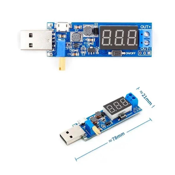 DC-DC USB Giriş:5V Çıkış: 0-27V Dc Boost Stepup Voltaj Yükseltici Modül - Resim 2