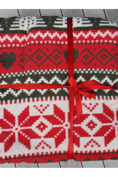 aktarteks Pamuklu Çift Kişilik Battaniye Yılbaşı Geyik , Çam Ağacı Desenli 200x 220 Cm ürün görseli 1
