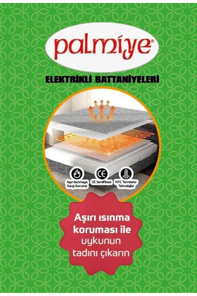 Palmiye Elektrikli Battaniye Çift Kişilik - Resim 3