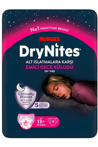 DryNites Emici Gece Külodu Kız 13+ Yaş 48-60 kg 9'lu 5 Adet Hasta Bezi ürün görseli 1
