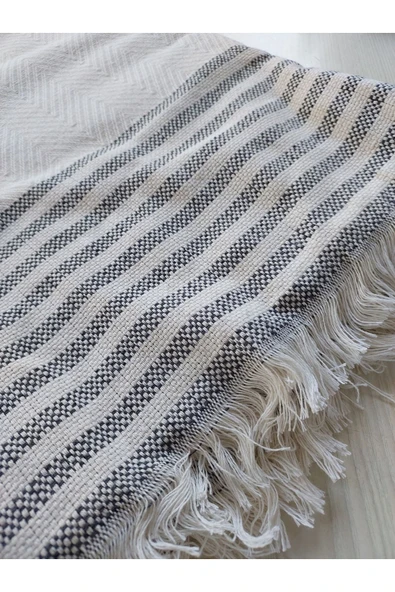 TEKSTİLCİ Naturel Saçaklı 300 x 180 Koltuk Örtüsü, Çekyat Örtüsü, Pamuklu Örtü, ürün görseli 1