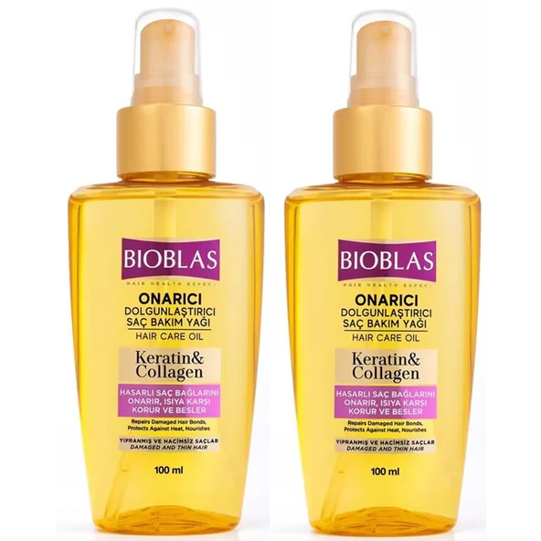Bioblas Keratin Kolajen Onarıcı Dolgunlaştırıcı Saç Bakım Yağı 100 ml 2 ADET ürün görseli 1
