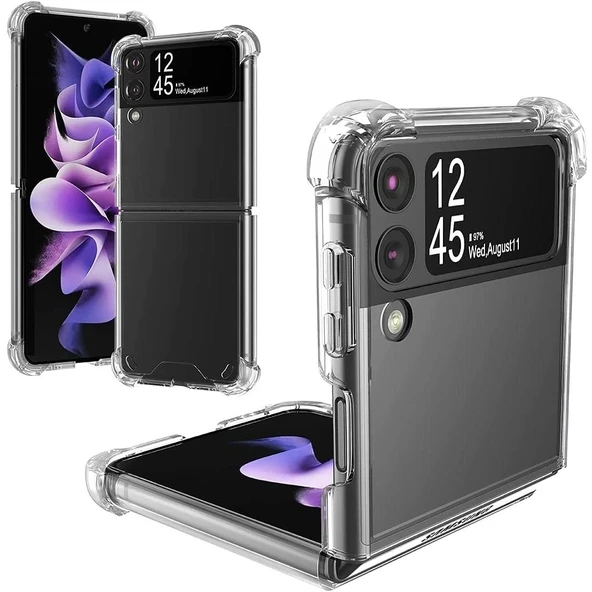 Samsung Z Flip 3 Şeffaf Korumalı Silikon Kılıf - Telefon Kılıfı ürün görseli 1