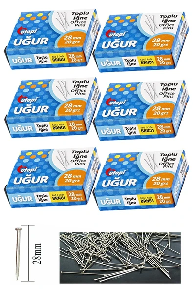 Toplu İğne 20 gr 28 mm 6 Paket Yaklaşık 900 Adet Nikel Kaplı Toplu İğne Düğün Nişan Takı İğnesi Okul Ofis Büro ürün görseli 1