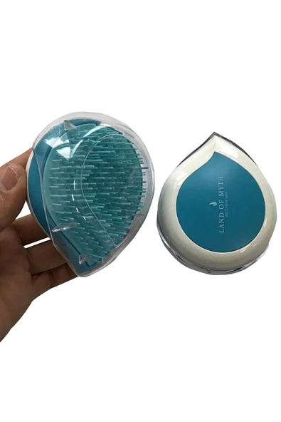 LAND OF MYTH Lom1247 Compact Detangling Brush To Go - Çanta Tipi Kapaklı Saç Açma Tarama Fırçası – Blue White ürün görseli 1