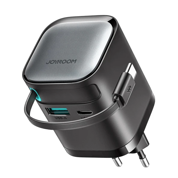 Joyroom JR-TCL02 Gan 65W Geri Çekilebilir Kablolu 2 Portlu Şarj Cihazı ürün görseli 1