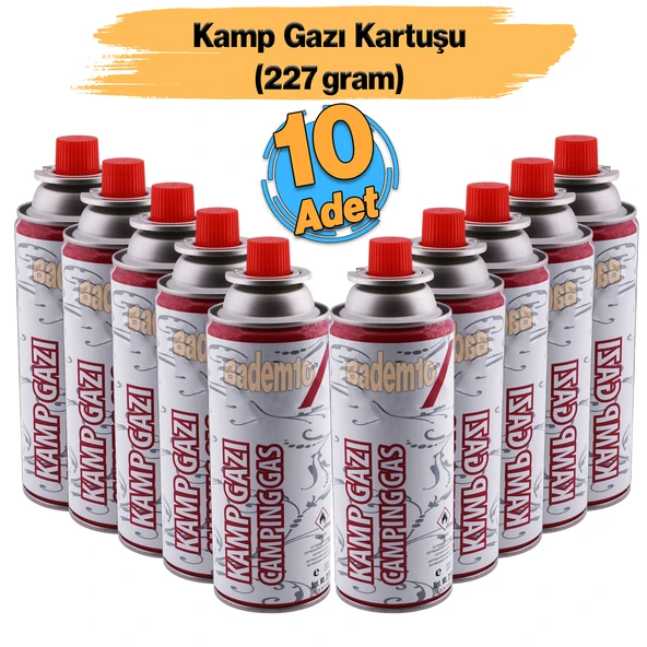 Kamp Gazı (10 Adet) Bütan Propan Tüpü Portatif Ocak Kartuşu Tek kullanımlık Pürmüz Yedeği 227 gr ürün görseli 1
