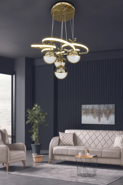 Modern Sarkıt Florya 4 Toplu Led Avize Salon & Oturma Odası Avizesi ürün görseli 1