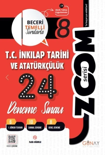 8. Sınıf LGS T.C. İnkılap Tarihi ve Atatürkçülük 24 Deneme Zoom Serisi Günay Yayınları ürün görseli 1
