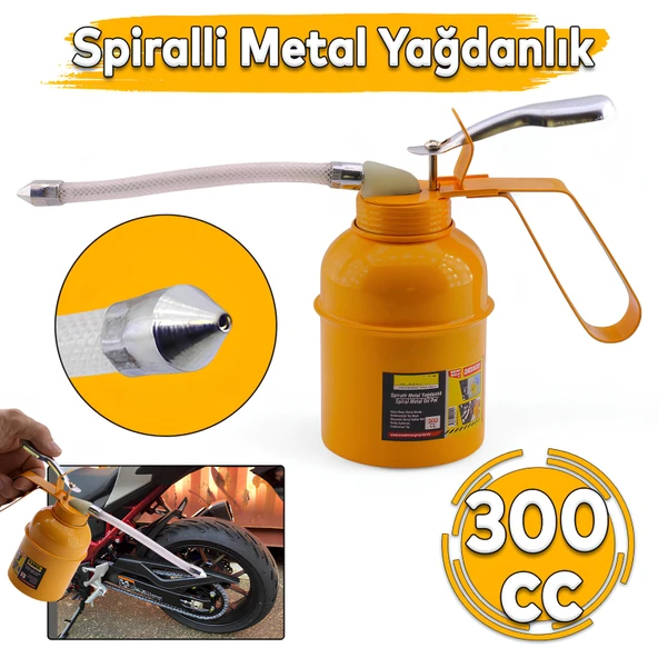 300 ml Spiralli Metal Gövdeli Yağdanlık Uçlu Yağ Pompası Araba Makine Atölye Yağdanlığı ürün görseli 1