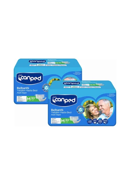Canped Tekstil Yüzeyli Belbantlı Yetişkin Hasta Bezi Orta Boy M 30'Lu x 2 60 Adet ürün görseli 1