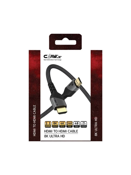 Claw's 8K UHD HDMI 2.1 48 Gbps / 24K Gold / Alüminyum Gövdeli 8K 60Hz-4K 120Hz-2K 240HZ-FHD 240Hz Destekli Premium HDMI Kablo(C-HP-B1) ürün görseli 1