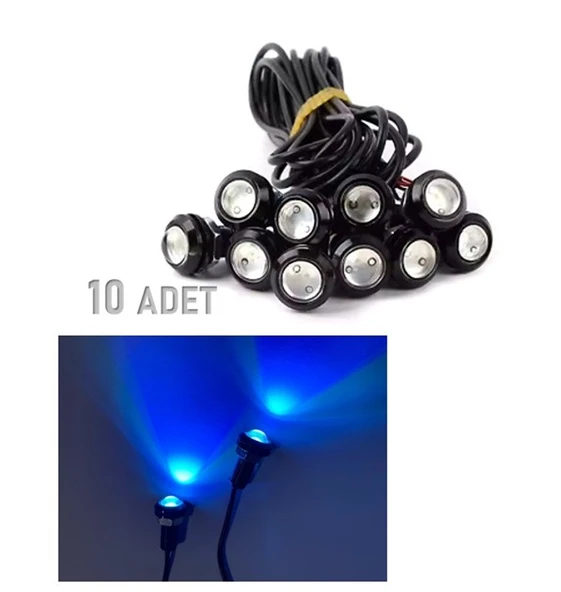 10 Adet Ayna Altı Lamba Kartal Göz Gündüz Ledi Buz Mavi ürün görseli 1