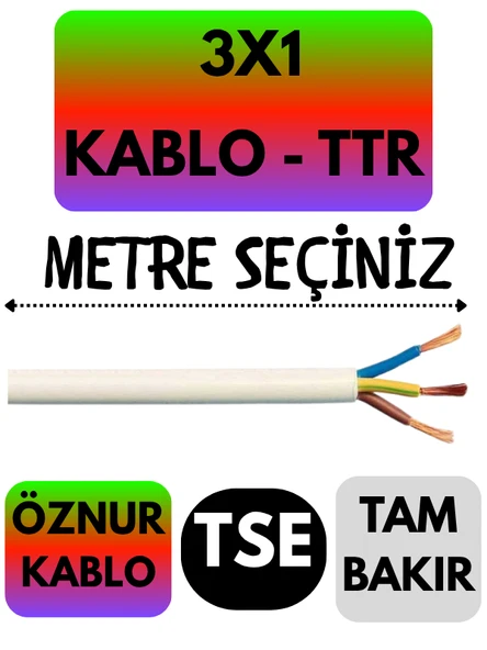Öznur 3X1 TTR Kablo (Beyaz) Metre Seçenekli ürün görseli 1