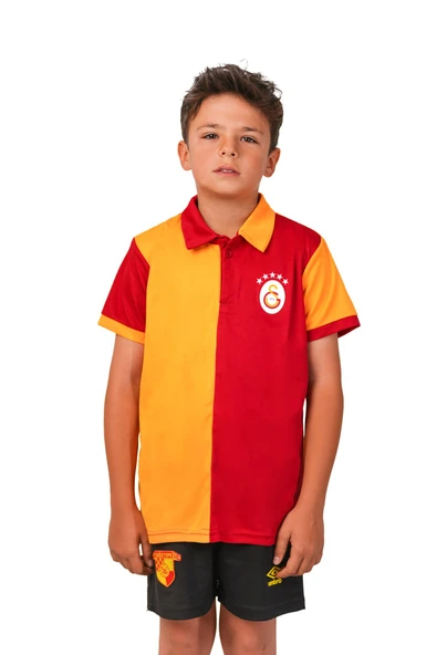 Galatasaray Lisanslı 5 Yıldız Polo Yaka Çocuk Forma T-Shirt ürün görseli 1