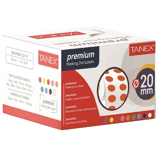 Tanex Nokta Etiket 20 MM 2500 Li Turuncu Tekli Kutu ürün görseli 1