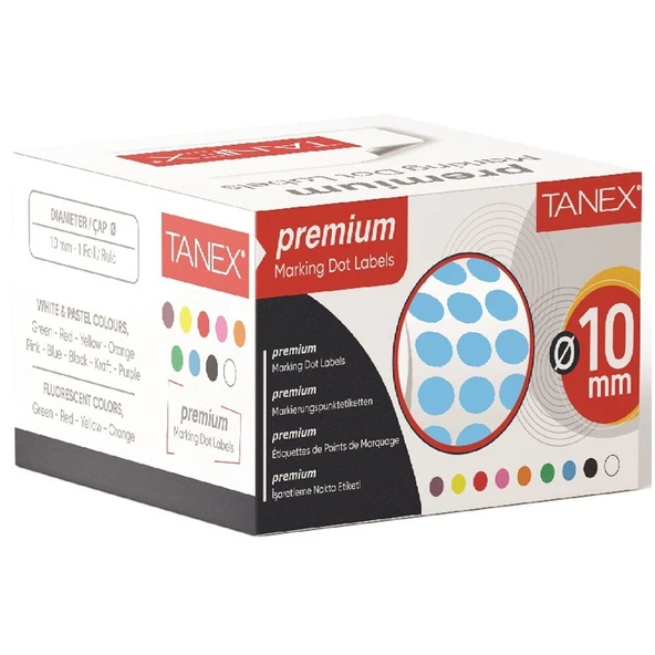 Tanex Nokta Etiket 10 MM 5000 Li Mavi Tekli Kutu ürün görseli 1