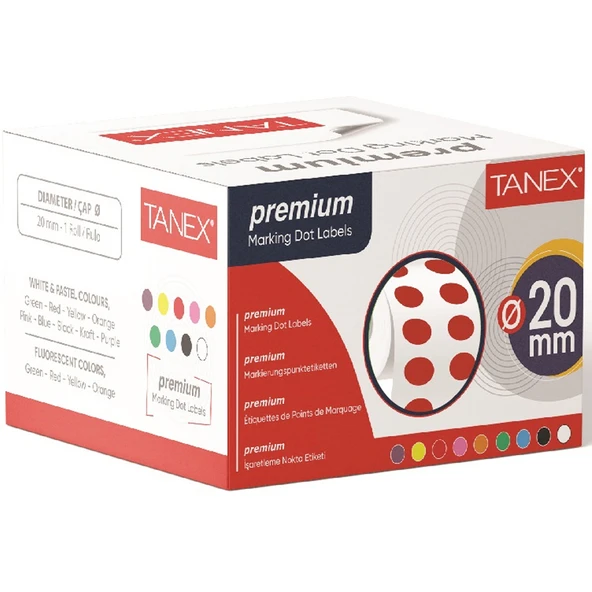 Tanex Nokta Etiketi 20 Mm Kırmızı 2500 Li ürün görseli 1