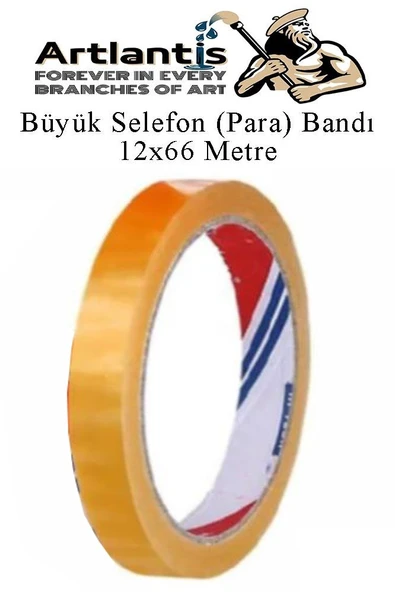 12x66 Metre Selefon Bant 1 Adet Büro Bandı Büyük Bant Makinelerine Uyumlu Şeffaf Para Bandı Artlantis Kırtasiye Bandı ürün görseli 1