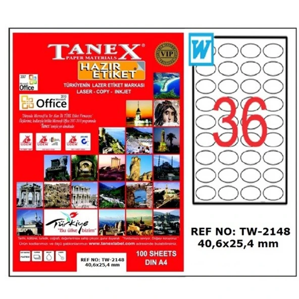 Tanex Laser Etiket 100 YP 40x25 MM Laser-Copy-Inkjet TW-2148 ürün görseli 1