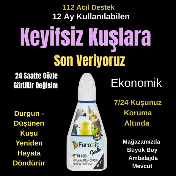 Pusuk-Kabaran -Durgun -Bitkin Kuşlarda Kısa Sürede Çözüm 25 ml Tüm Kuşlar için ürün görseli 1