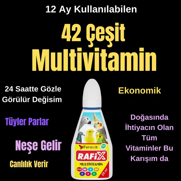Kuşlar Için Multi Vitamin Ve Kuş Vitamini , Muhabbet Kuşu , Papağan.Güvercin Ve Kanarya 25 ml ürün görseli 1
