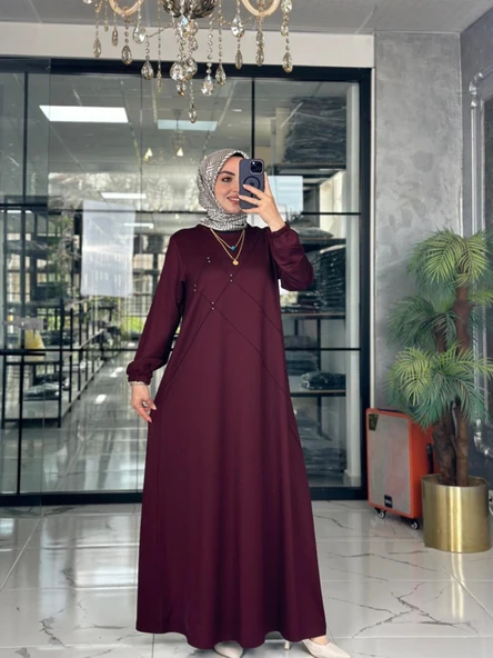 Mariye Elbise-Bordo Bordo - Resim 3