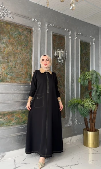 Medine Elbise-Siyah Siyah - Resim 4