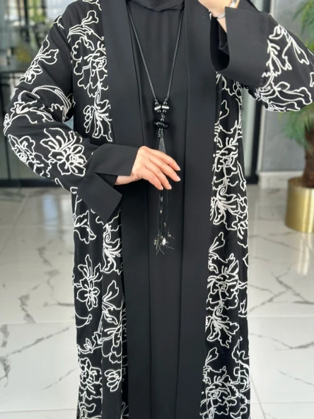 Karmen 2li Abaya-Siyah Siyah ürün görseli 1