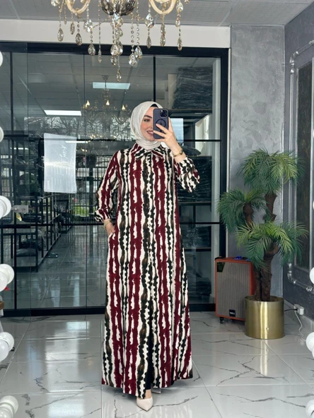Lenna Uzun Gömlek-Bordo Bordo - Resim 3