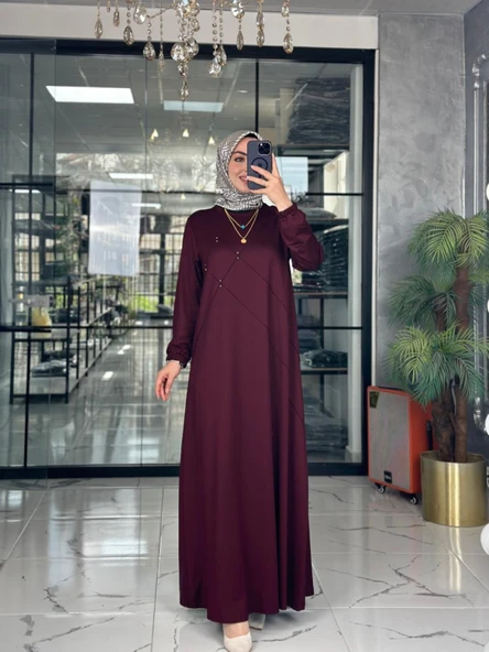 Mariye Elbise-Bordo Bordo - Resim 2