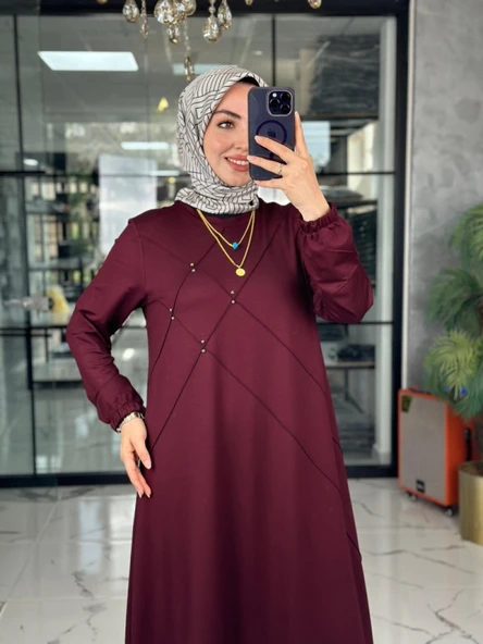 Mariye Elbise-Bordo Bordo ürün görseli 1
