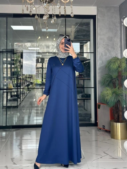 Mariye Elbise-İndigo mavi indigo - Resim 2