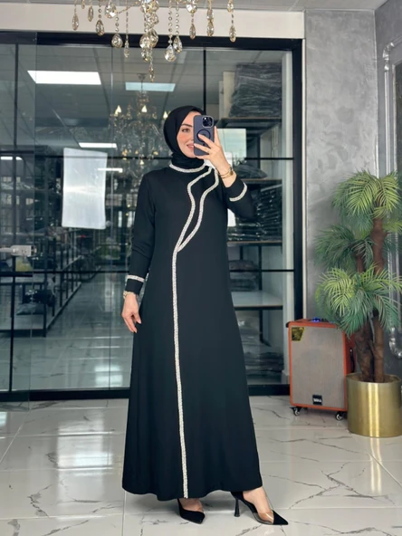 Alina Elbise-Siyah Siyah - Resim 4