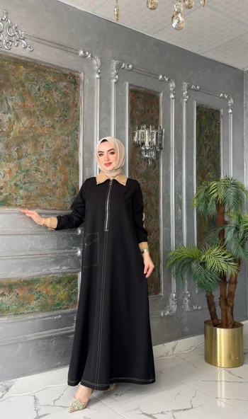 Medine Elbise-Siyah Siyah - Resim 3