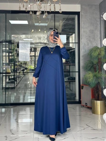 Mariye Elbise-İndigo mavi indigo - Resim 3