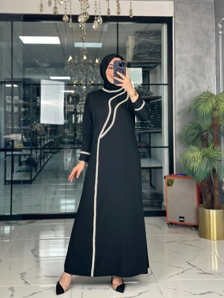 Alina Elbise-Siyah Siyah - Resim 2