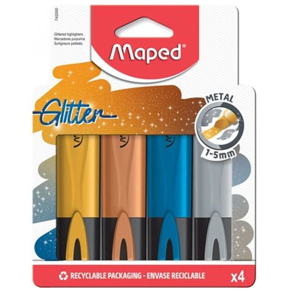 Maped Fosforlu Kalem Glitter Metal 4 Lü ürün görseli 1
