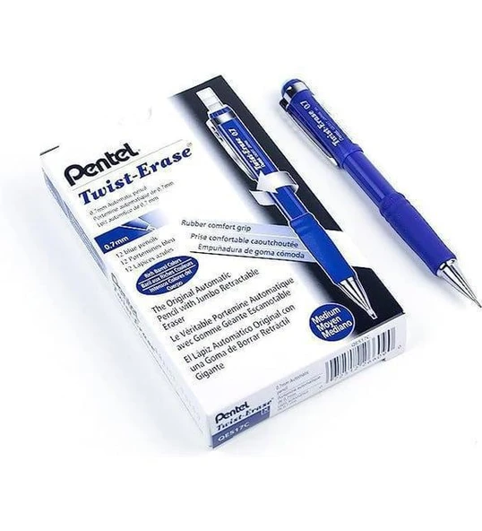 Pentel Versatil Kalem Twist Metal Klipsli Büyük Boy Silgili 0.5 MM QE515-CX ürün görseli 1