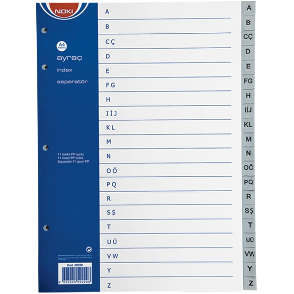 Noki Seperatör A-Z Plastik A4 59229 ürün görseli 1