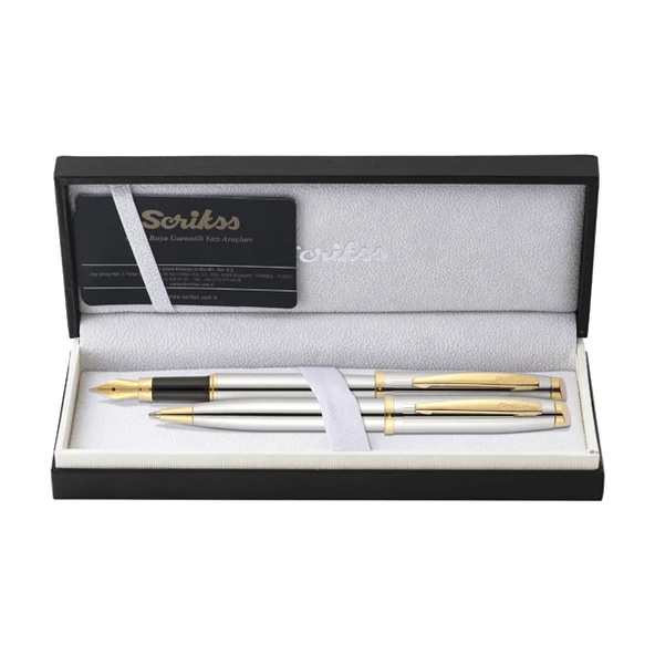 Scrikss Takım Kalem Dolma+Tükenmez Gold Krom 39 ürün görseli 1